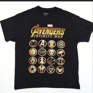 Marvel Avengers Infinity War T-Shirt L Vtg 2000s Style Double Sided Graphic Tee